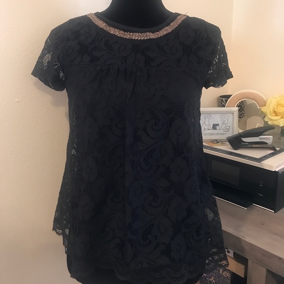 Haute Society Tops - Haute Society Lace Embellished Top